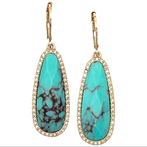 NWT LONNA & LILLY Gold-Tone Stone and Crystal Drop Earrings - Picture 1 of 4